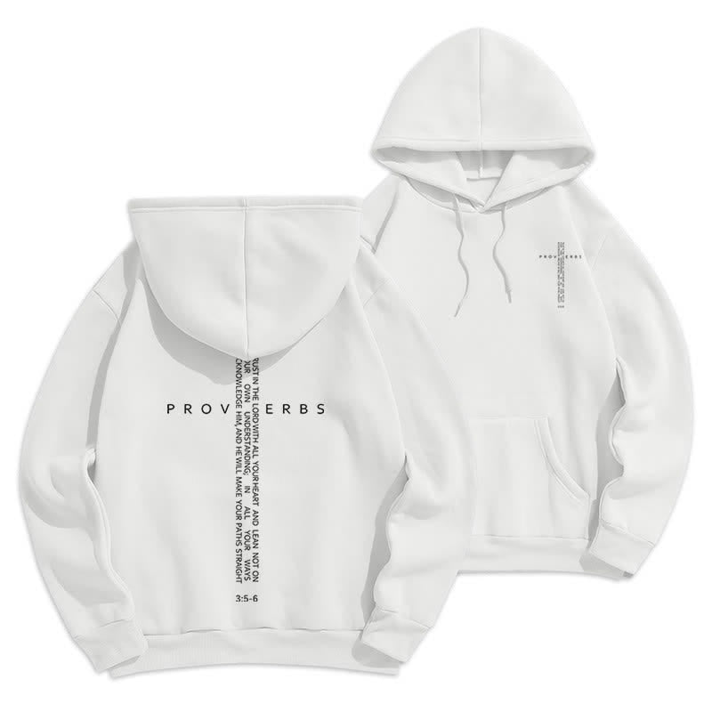 Christianartworkshop Sudadera blanca con capucha forrada de felpa y estampado de la Cruz de los Proverbios - Blanco - 2XL - image 0