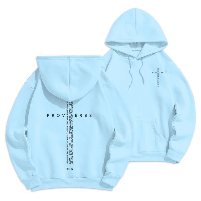 Christianartworkshop Sudadera blanca con capucha forrada de felpa y estampado de la Cruz de los Proverbios - Azul - 2XL - image 18