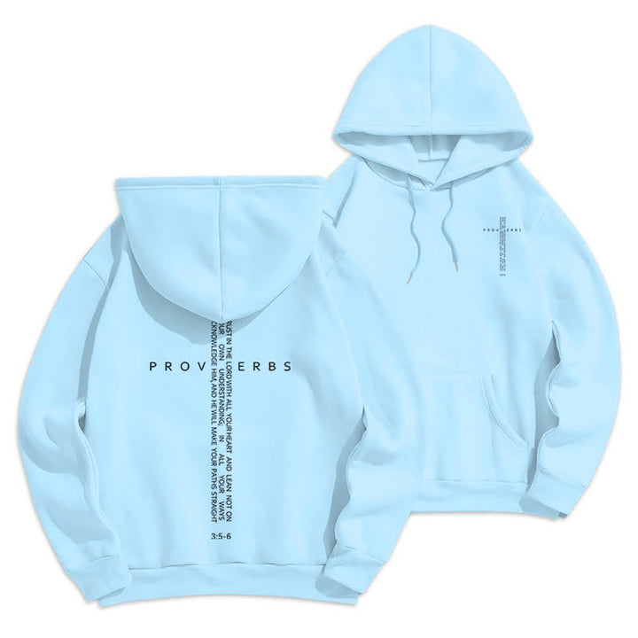 Christianartworkshop Sudadera blanca con capucha forrada de felpa y estampado de la Cruz de los Proverbios - Azul - 2XL - image 18