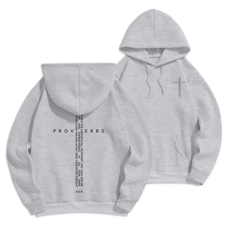Christianartworkshop Sudadera blanca con capucha forrada de felpa y estampado de la Cruz de los Proverbios - Gris - 2XL - image 9