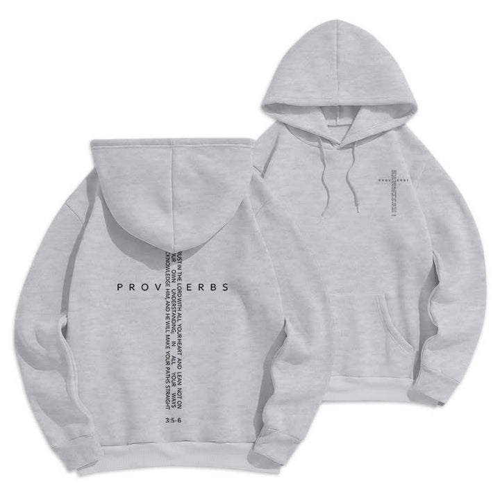 Christianartworkshop Sudadera blanca con capucha forrada de felpa y estampado de la Cruz de los Proverbios - Gris - 2XL - image 9