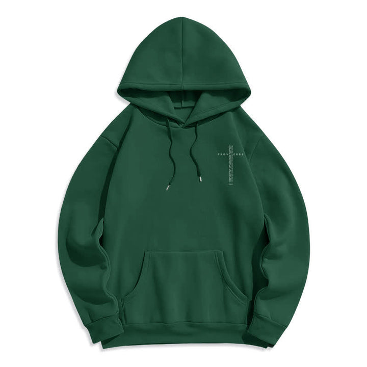 Christianartworkshop Sudadera blanca con capucha forrada de felpa y estampado de la Cruz de los Proverbios - image 14