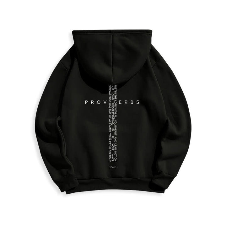 Christianartworkshop Sudadera blanca con capucha forrada de felpa y estampado de la Cruz de los Proverbios - image 4