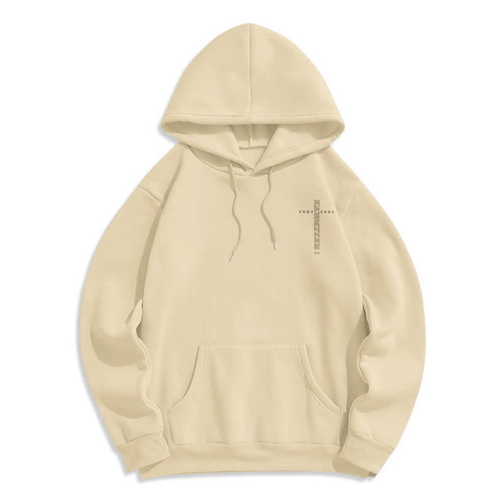 Christianartworkshop Sudadera blanca con capucha forrada de felpa y estampado de la Cruz de los Proverbios - image 17