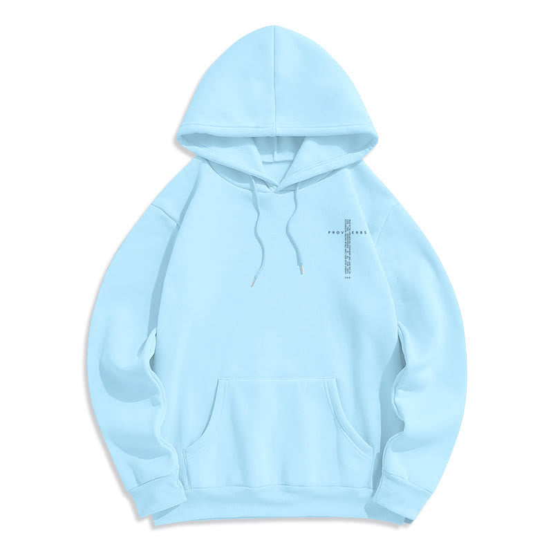 Christianartworkshop Sudadera blanca con capucha forrada de felpa y estampado de la Cruz de los Proverbios - image 20