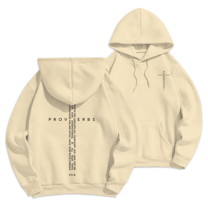 Christianartworkshop Sudadera blanca con capucha forrada de felpa y estampado de la Cruz de los Proverbios - Beige - 2XL - image 15