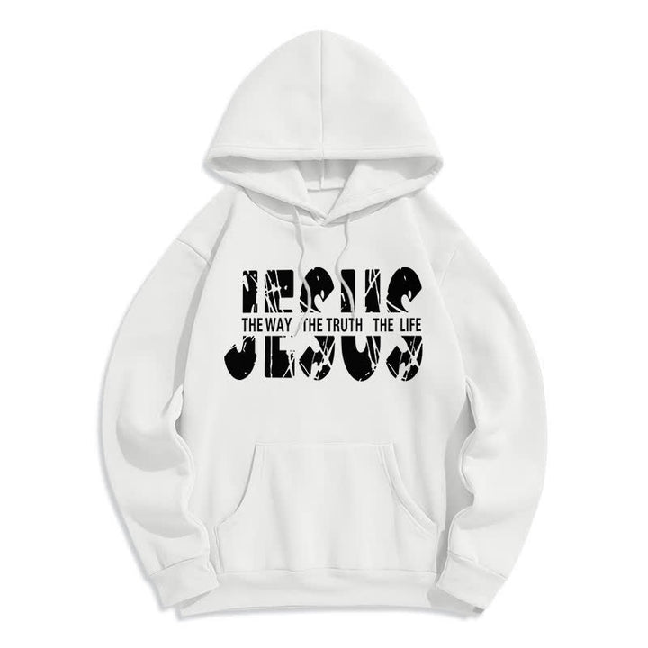 Christianartworkshop Sudadera con capucha de felpa con la imagen de Jesús, el Camino, la Verdad y la Vida. - Blanco - 2XL - image 1