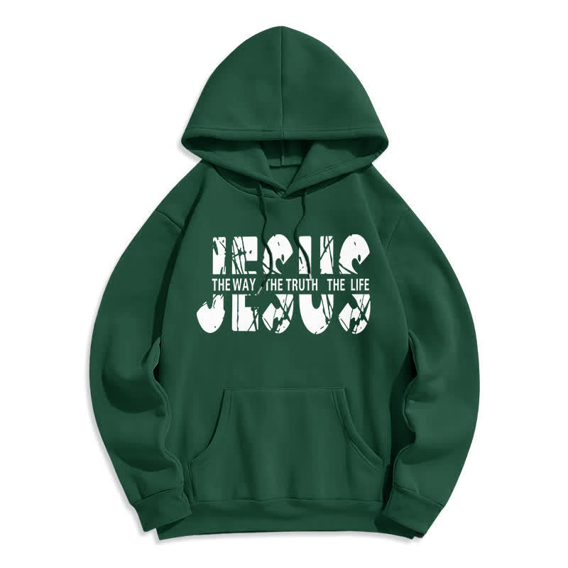 Christianartworkshop Sudadera con capucha de felpa con la imagen de Jesús, el Camino, la Verdad y la Vida. - Verde - 2XL - image 3
