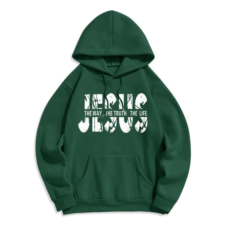 Christianartworkshop Sudadera con capucha de felpa con la imagen de Jesús, el Camino, la Verdad y la Vida. - Verde - 2XL - image 3