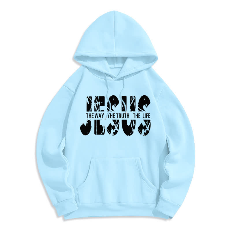 Christianartworkshop Sudadera con capucha de felpa con la imagen de Jesús, el Camino, la Verdad y la Vida. - Azul - 2XL - image 6