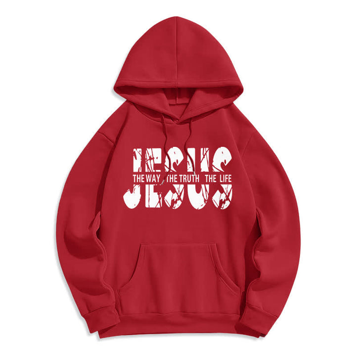 Christianartworkshop Sudadera con capucha de felpa con la imagen de Jesús, el Camino, la Verdad y la Vida. - Rojo - 2XL - image 5