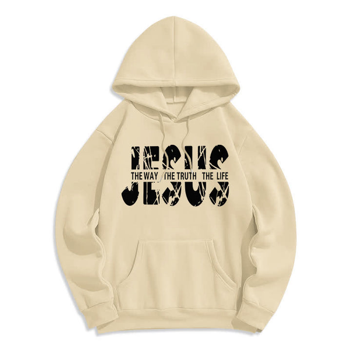 Christianartworkshop Sudadera con capucha de felpa con la imagen de Jesús, el Camino, la Verdad y la Vida. - Beige - 2XL - image 7