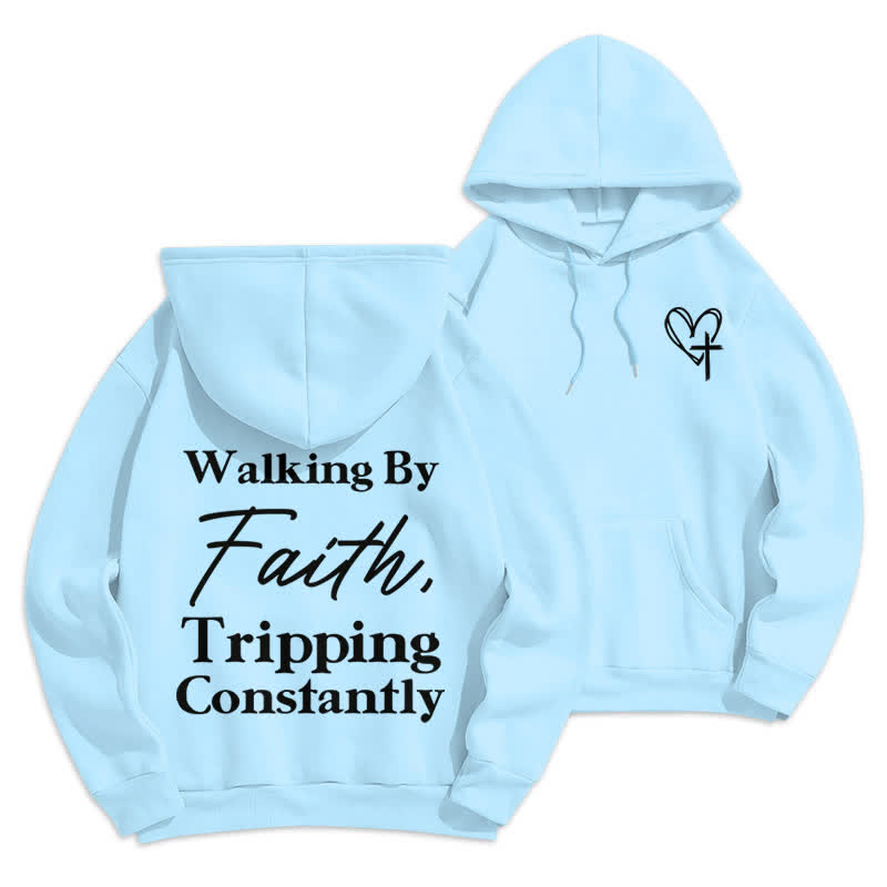 Christianartworkshop Sudadera con capucha extragrande de felpa "Walking By Faith" - Azul - 2XL - image 21