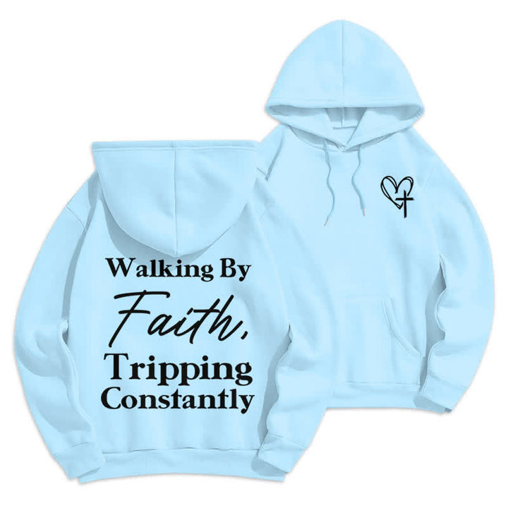 Christianartworkshop Sudadera con capucha extragrande de felpa "Walking By Faith" - Azul - 2XL - image 21