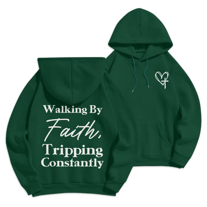 Christianartworkshop Sudadera con capucha extragrande de felpa "Walking By Faith" - Verde - 2XL - image 9