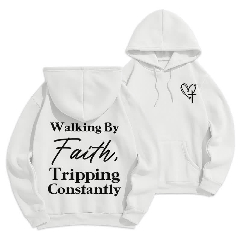 Christianartworkshop Sudadera con capucha extragrande de felpa "Walking By Faith" - Blanco - 2XL - image 15