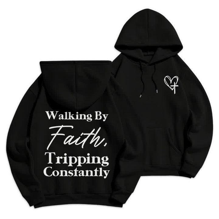 Christianartworkshop Sudadera con capucha extragrande de felpa "Walking By Faith" - Negro - 2XL - image 0