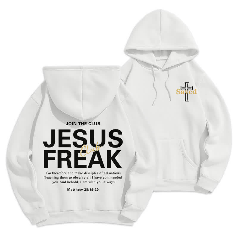 Christianartworkshop Sudadera con capucha extragrande de felpa con el diseño "Jesus Freak Saved" - Blanco - 2XL - image 3
