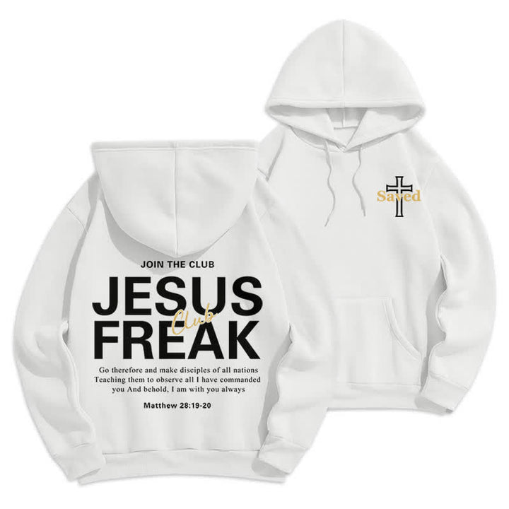 Christianartworkshop Sudadera con capucha extragrande de felpa con el diseño "Jesus Freak Saved" - Blanco - 2XL - image 3