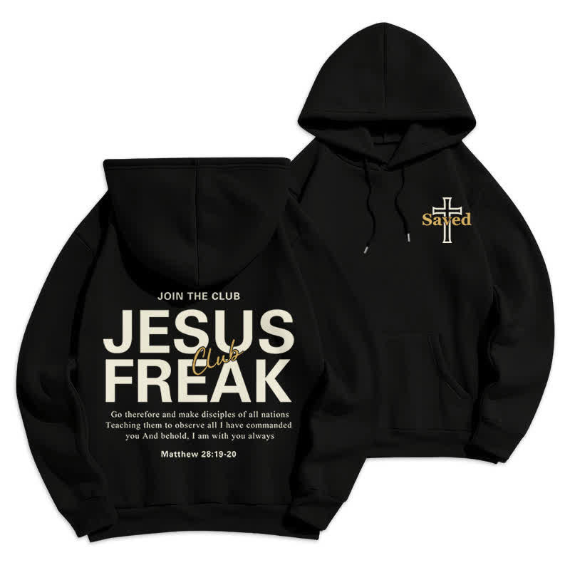 Christianartworkshop Sudadera con capucha extragrande de felpa con el diseño "Jesus Freak Saved" - Negro - 2XL - image 6
