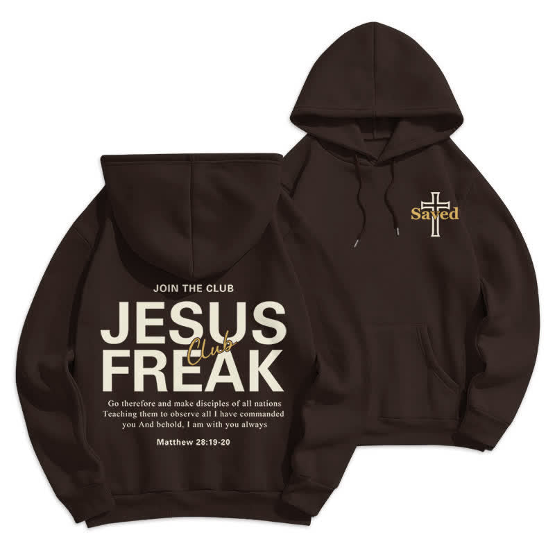 Christianartworkshop Sudadera con capucha extragrande de felpa con el diseño "Jesus Freak Saved" - Marrón - 2XL - image 9