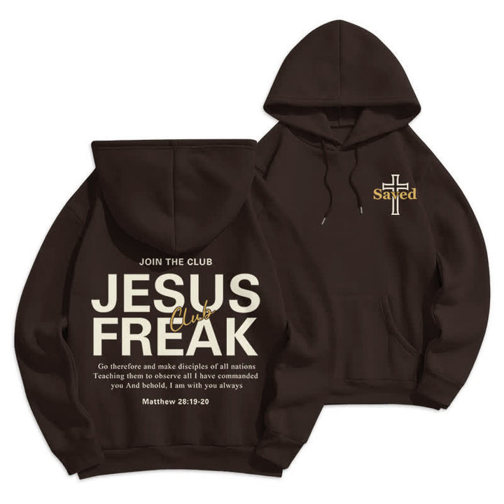 Christianartworkshop Sudadera con capucha extragrande de felpa con el diseño "Jesus Freak Saved" - Marrón - 2XL - image 9