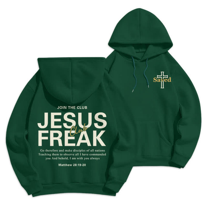 Christianartworkshop Sudadera con capucha extragrande de felpa con el diseño "Jesus Freak Saved" - Verde - 2XL - image 15