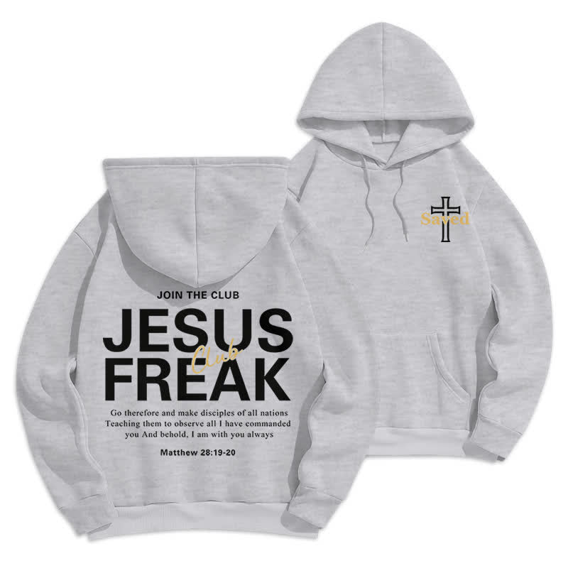 Christianartworkshop Sudadera con capucha extragrande de felpa con el diseño "Jesus Freak Saved" - Gris - 2XL - image 21