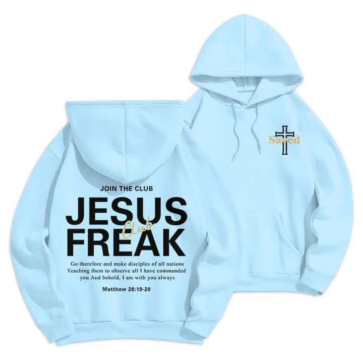 Christianartworkshop Sudadera con capucha extragrande de felpa con el diseño "Jesus Freak Saved" - Azul - 2XL - image 12