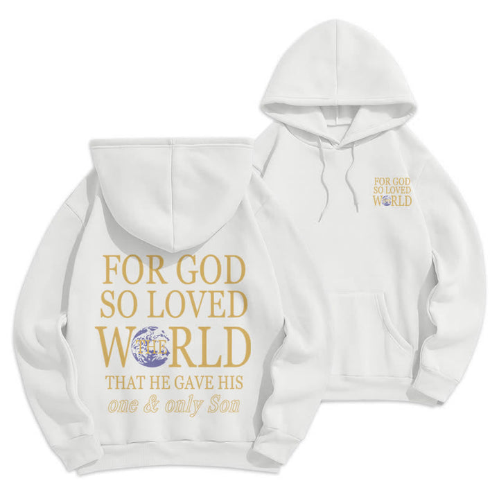 Christianartworkshop Sudadera con capucha de felpa con estampado "Porque de tal manera amó Dios al mundo Tierra" - Blanco - 2XL - image 6