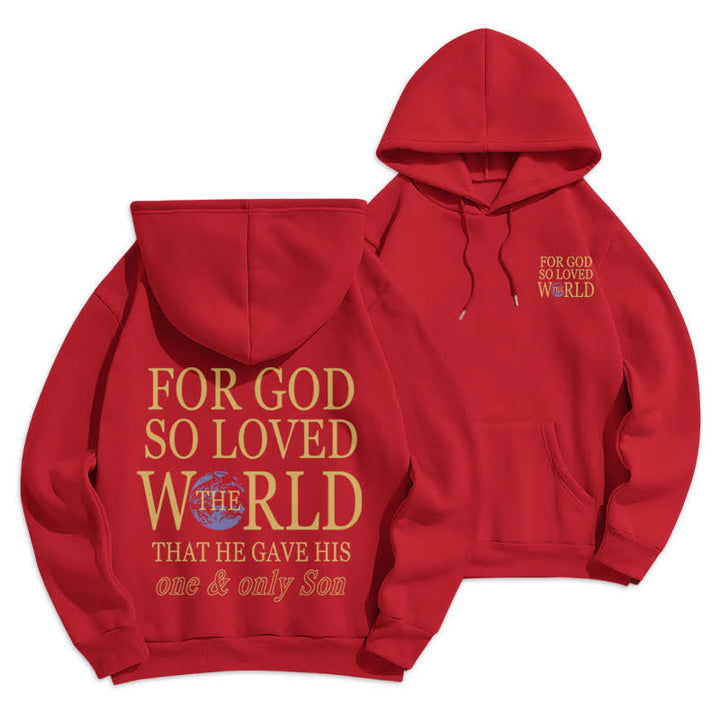 Christianartworkshop Sudadera con capucha de felpa con estampado "Porque de tal manera amó Dios al mundo Tierra" - Rojo - 2XL - image 9