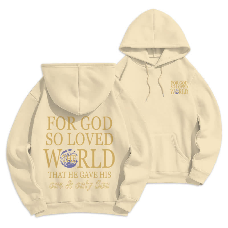 Christianartworkshop Sudadera con capucha de felpa con estampado "Porque de tal manera amó Dios al mundo Tierra" - Beige - 2XL - image 12