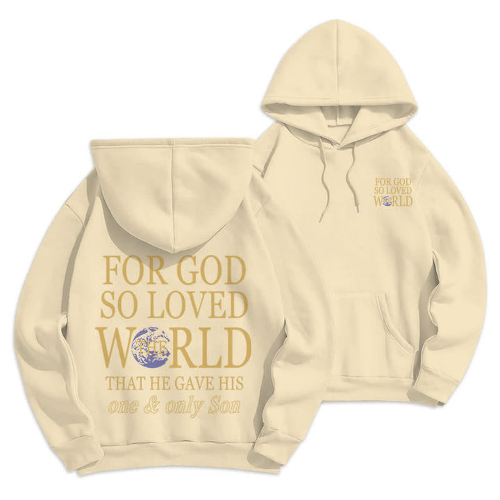 Christianartworkshop Sudadera con capucha de felpa con estampado "Porque de tal manera amó Dios al mundo Tierra" - Beige - 2XL - image 12