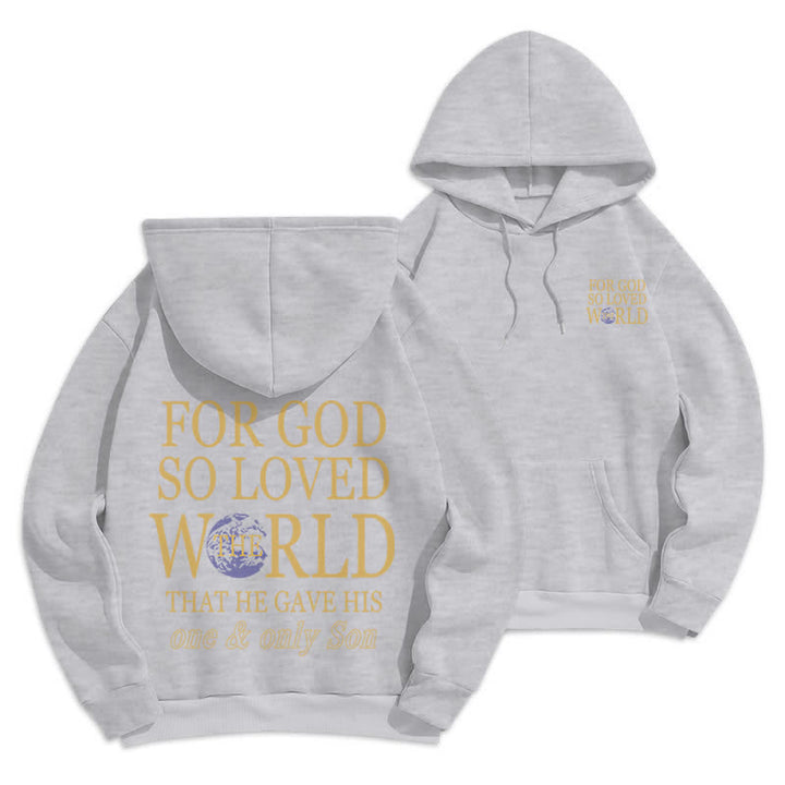 Christianartworkshop Sudadera con capucha de felpa con estampado "Porque de tal manera amó Dios al mundo Tierra" - Gris - 2XL - image 15