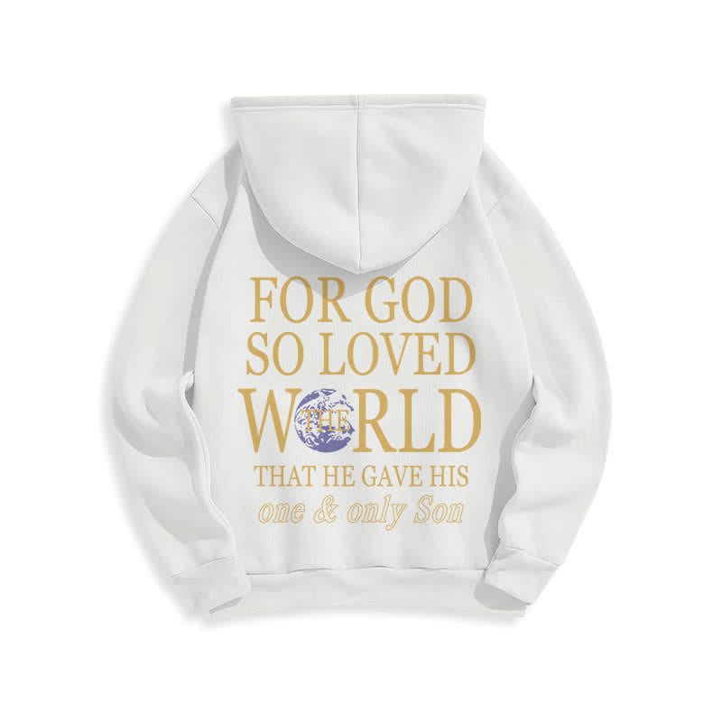 Christianartworkshop Sudadera con capucha de felpa con estampado "Porque de tal manera amó Dios al mundo Tierra" - image 7