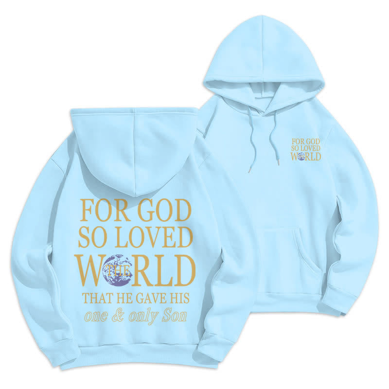 Christianartworkshop Sudadera con capucha de felpa con estampado "Porque de tal manera amó Dios al mundo Tierra" - Azul - 2XL - image 18