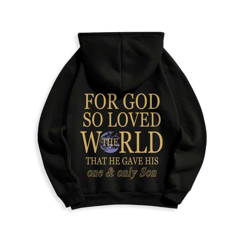 Christianartworkshop Sudadera con capucha de felpa con estampado "Porque de tal manera amó Dios al mundo Tierra" - image 4