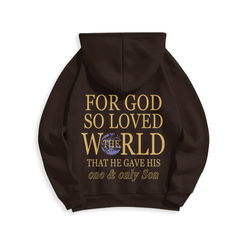 Christianartworkshop Sudadera con capucha de felpa con estampado "Porque de tal manera amó Dios al mundo Tierra" - image 1