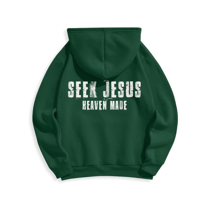 Christianartworkshop Sudadera con capucha forrada de felpa con estampado desgastado "Busca a Jesús" - image 7