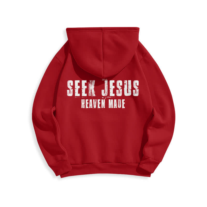 Christianartworkshop Sudadera con capucha forrada de felpa con estampado desgastado "Busca a Jesús" - image 22