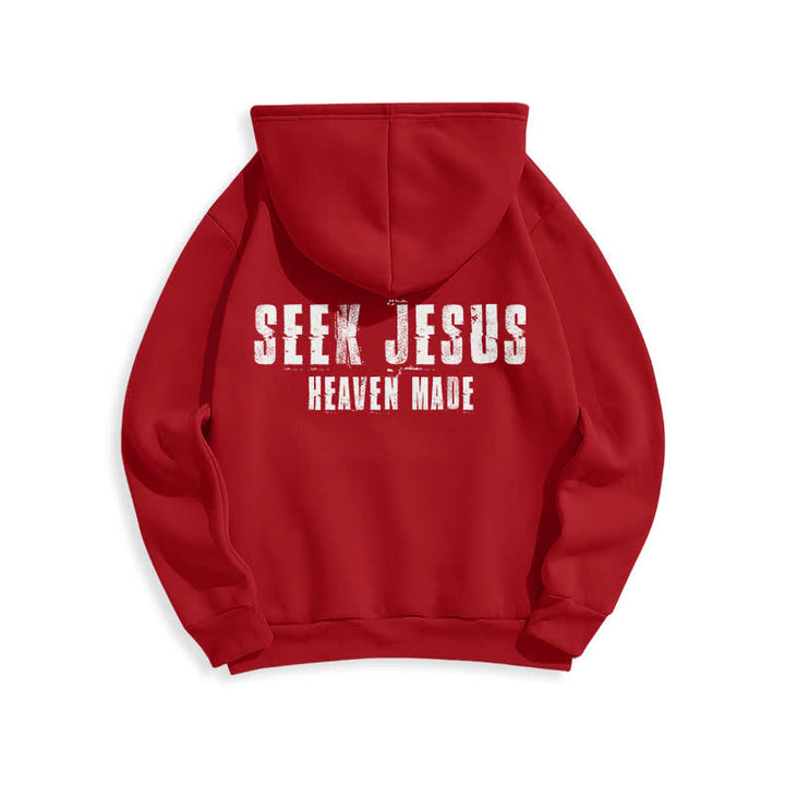 Christianartworkshop Sudadera con capucha forrada de felpa con estampado desgastado "Busca a Jesús" - image 22