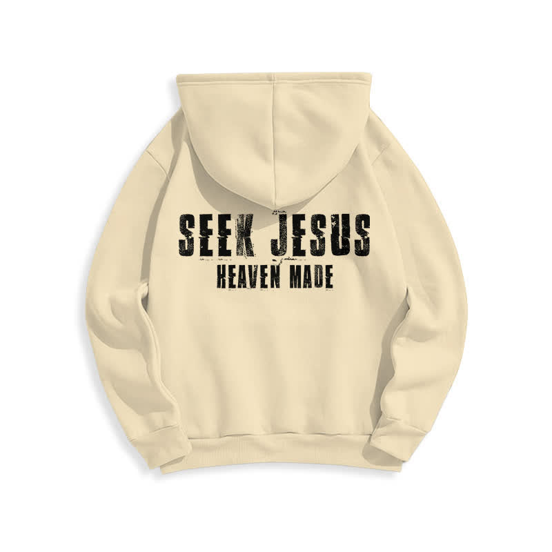 Christianartworkshop Sudadera con capucha forrada de felpa con estampado desgastado "Busca a Jesús" - image 13