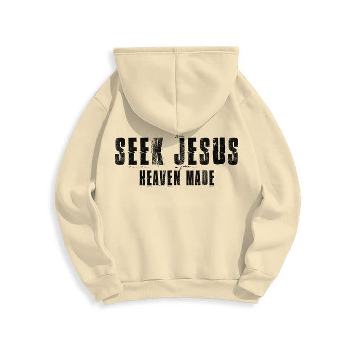Christianartworkshop Sudadera con capucha forrada de felpa con estampado desgastado "Busca a Jesús" - image 13