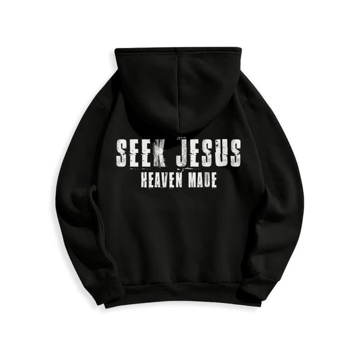 Christianartworkshop Sudadera con capucha forrada de felpa con estampado desgastado "Busca a Jesús" - image 10