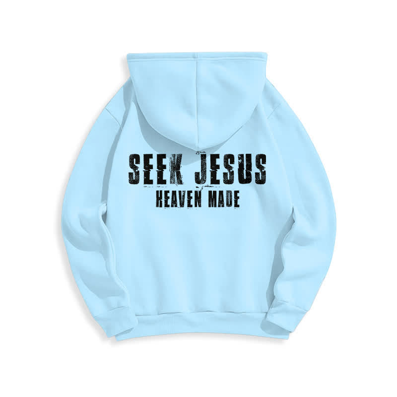 Christianartworkshop Sudadera con capucha forrada de felpa con estampado desgastado "Busca a Jesús" - image 19