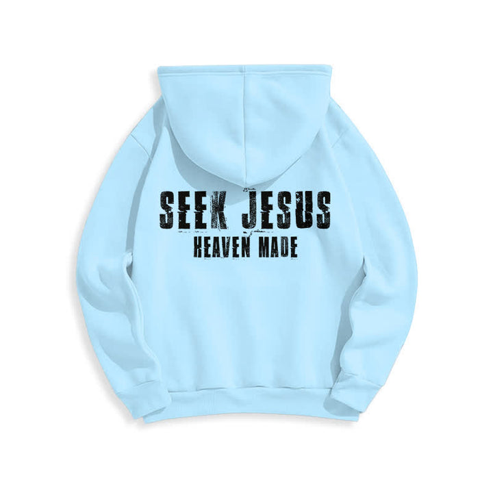 Christianartworkshop Sudadera con capucha forrada de felpa con estampado desgastado "Busca a Jesús" - image 19