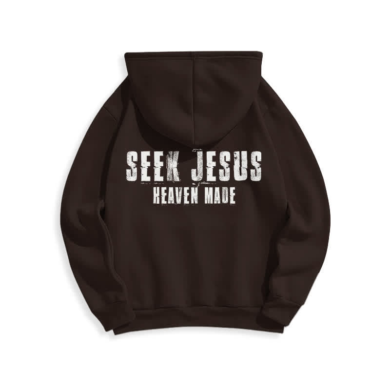 Christianartworkshop Sudadera con capucha forrada de felpa con estampado desgastado "Busca a Jesús" - image 16