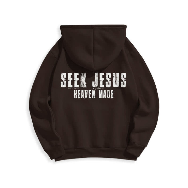 Christianartworkshop Sudadera con capucha forrada de felpa con estampado desgastado "Busca a Jesús" - image 16