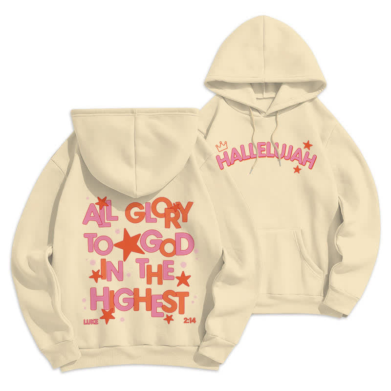 Christianartworkshop Sudadera con capucha polar Hallelujah Crowned Stars - Beige - 2XL - image 18