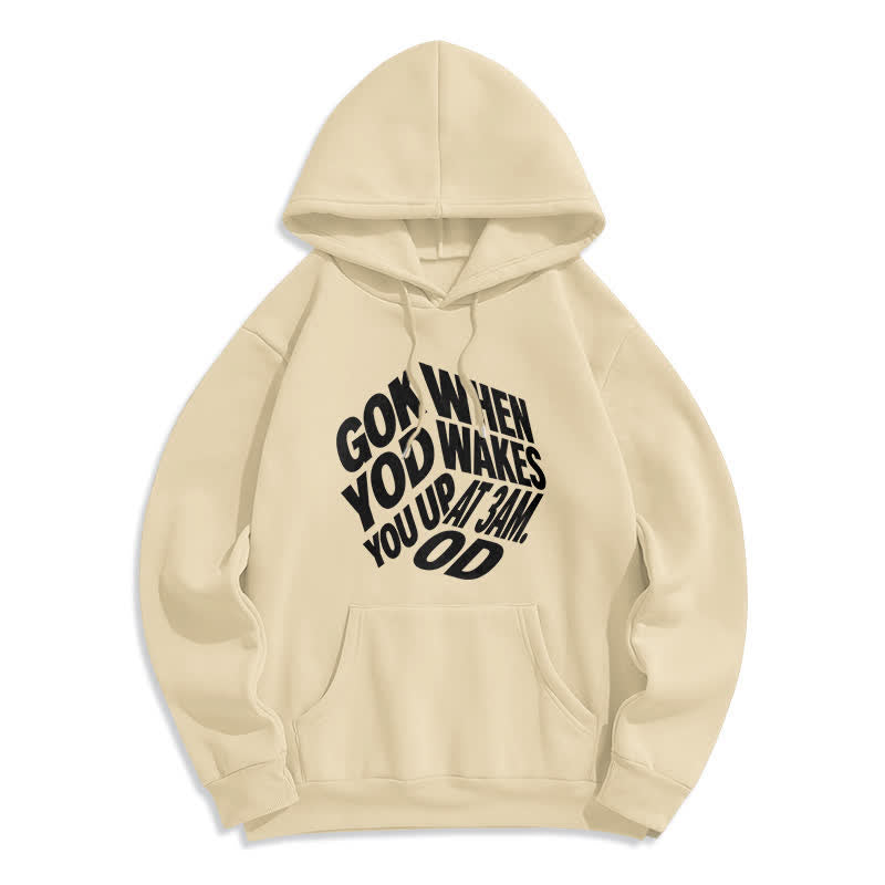 Christianartworkshop Sudadera con capucha forrada de felpa con estampado de grafiti "Hijo de Dios" - Beige - 2XL - image 4